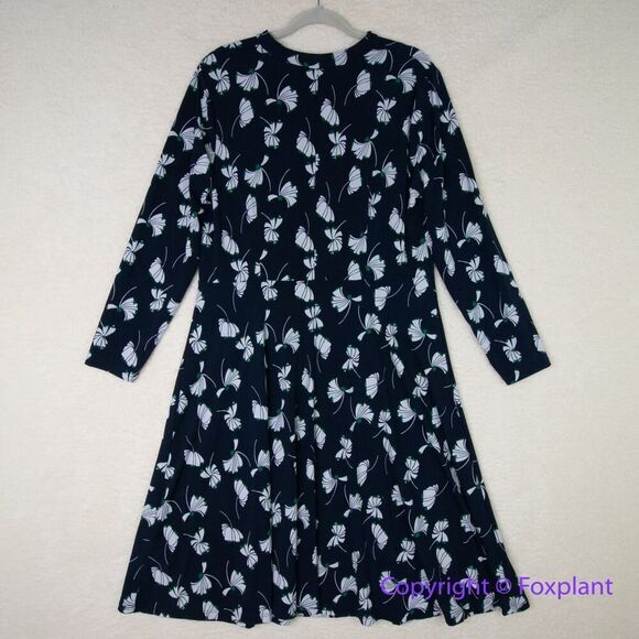 ELOQUII Navy Blue Petal Pusher Floral Tie Neck Long Sleeve Midi Dress, size 16 - Picture 9 of 14